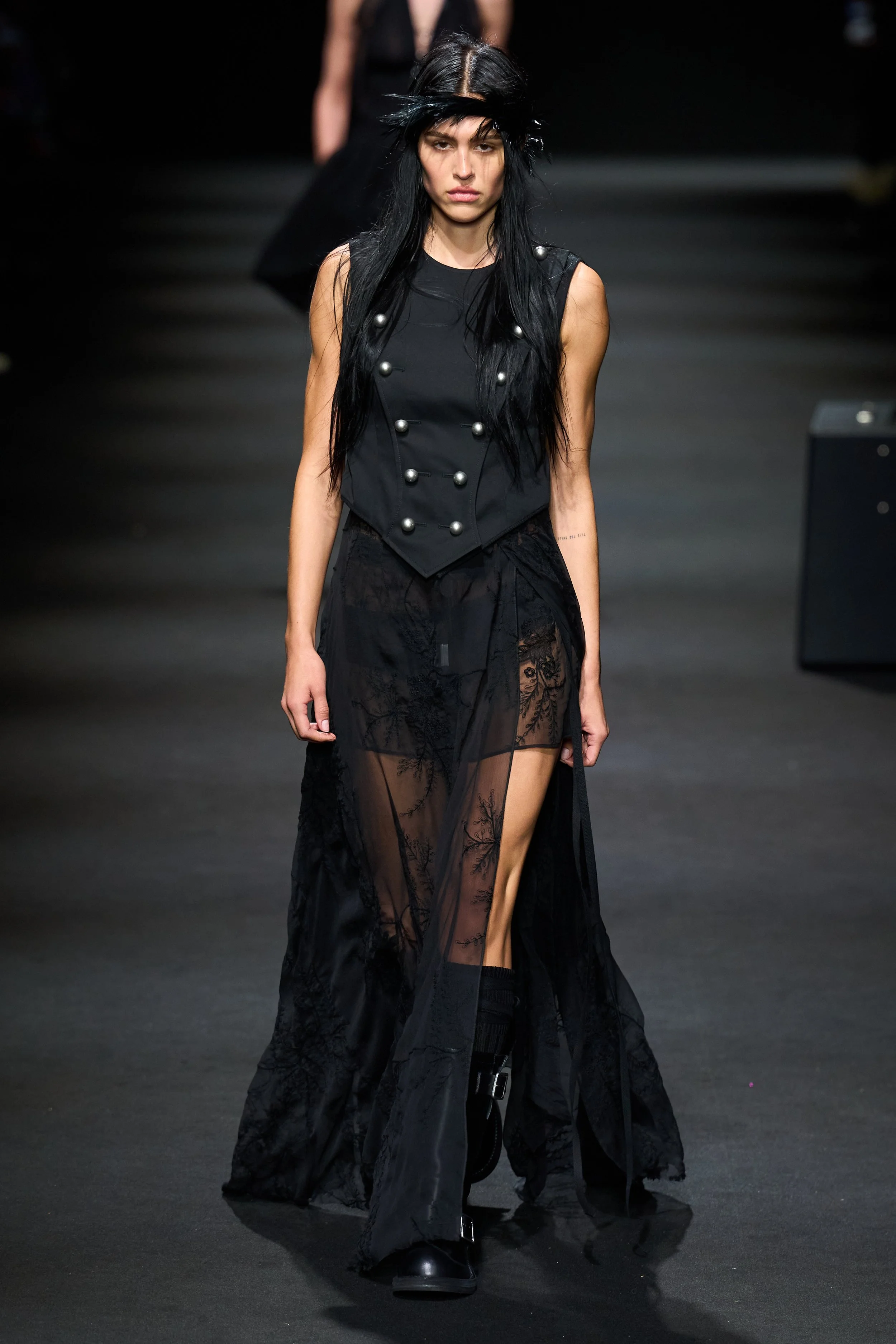 ANN DEMEULEMEESTER 2012SS ローゲージ ベスト XS ANN DEMEULEMEESTER 2012SS スナップボタンベストXS ANN